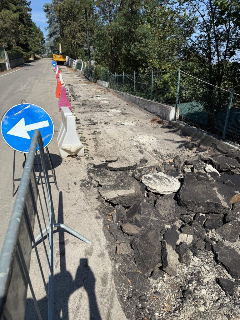 Via Parini, completata la palificata di sostegno: ora la sistemazione della strada